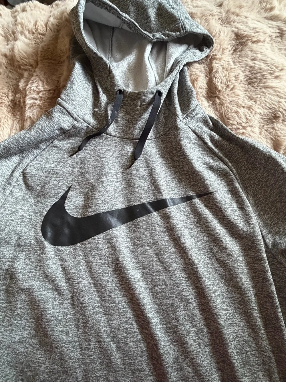 Nike Grey Heather Pullover Hoodie with Black Swoosh